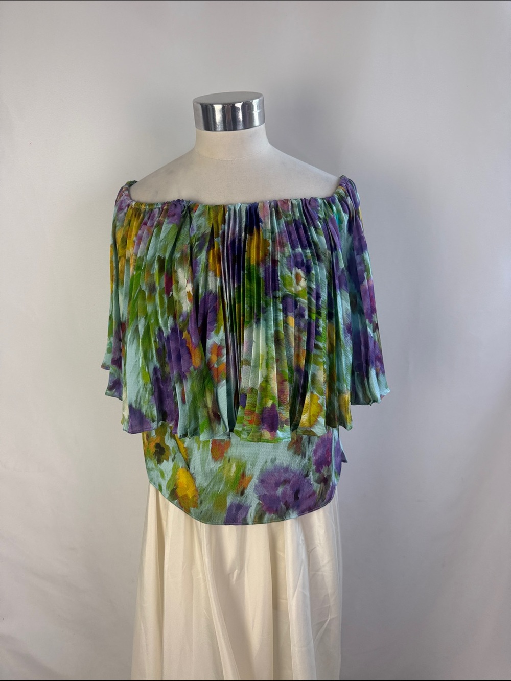 UNGARO MULTI PRINT PLEATED LAYERED TOP